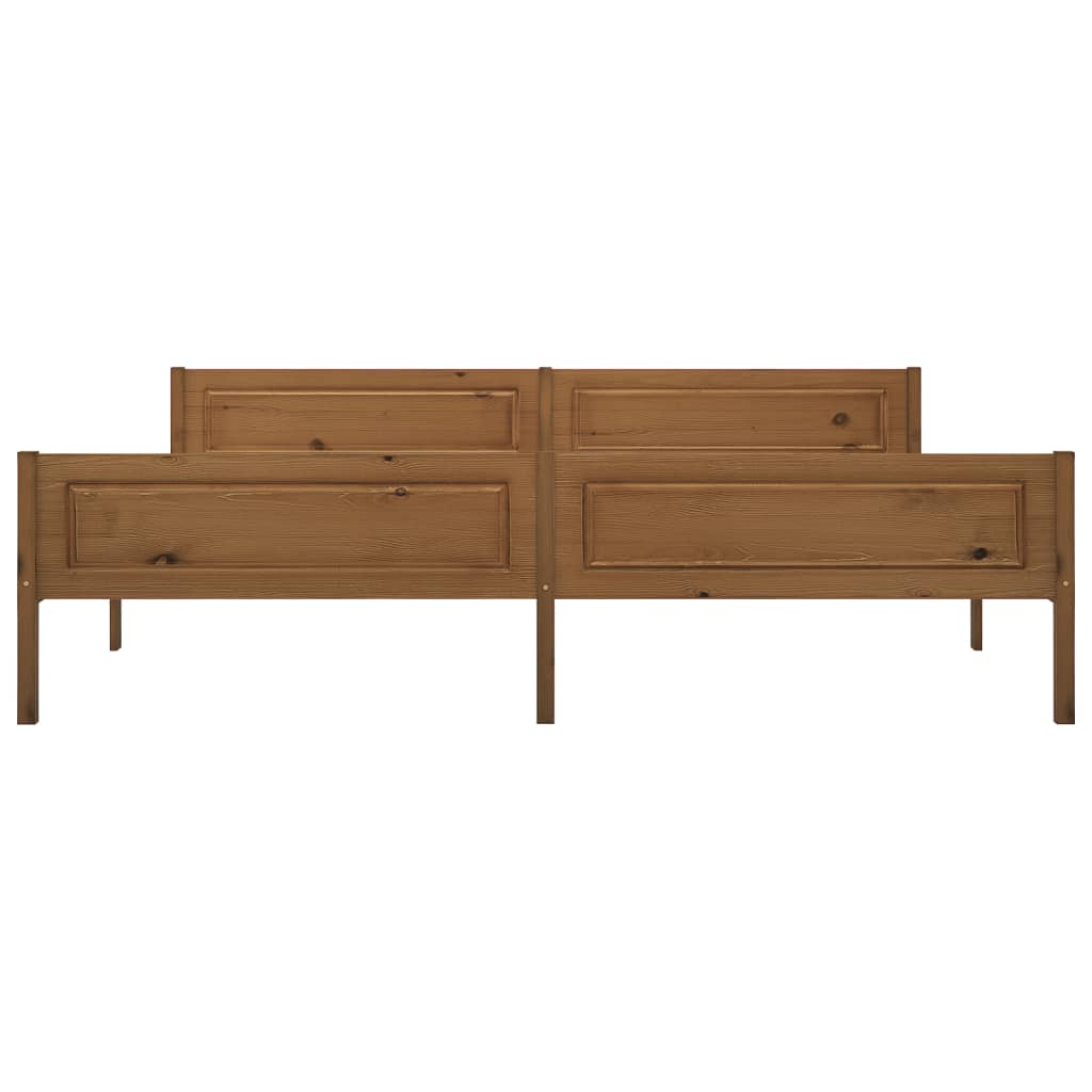 Estrutura de cama 200x200 cm pinho maciço castanho mel - Image 4