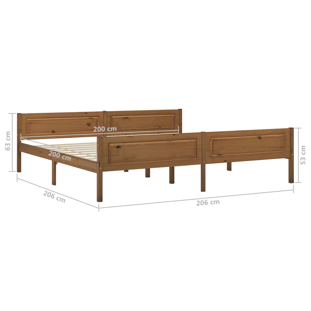 Estrutura de cama 200x200 cm pinho maciço castanho mel - Image 6