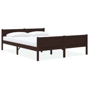 Estrutura de cama 160x200 cm pinho maciço castanho-escuro