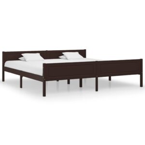Estrutura de cama 200x200 cm pinho maciço castanho-escuro