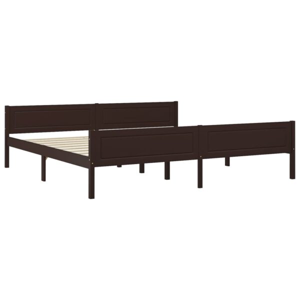 Estrutura de cama 200x200 cm pinho maciço castanho-escuro - Image 2
