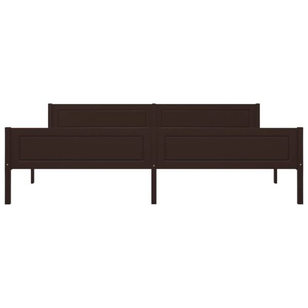 Estrutura de cama 200x200 cm pinho maciço castanho-escuro - Image 4