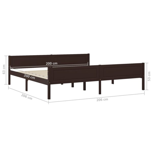 Estrutura de cama 200x200 cm pinho maciço castanho-escuro - Image 6