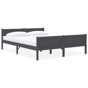 Estrutura de cama 120x200 cm pinho maciço cinzento