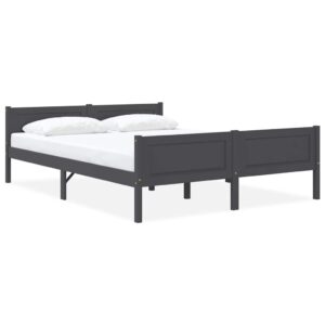 Estrutura de cama em pinho maciço 160x200 cm cinzento