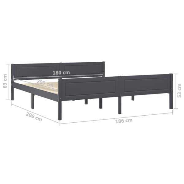 Estrutura de cama 180x200 cm pinho maciço cinzento - Image 6