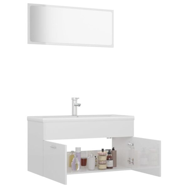 Conj. de móveis de casa de banho contraplacado branco brilhante - Image 3