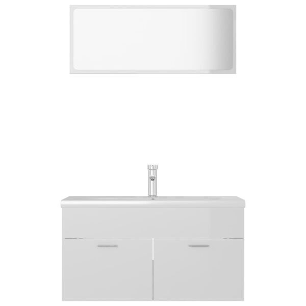 Conj. de móveis de casa de banho contraplacado branco brilhante - Image 4