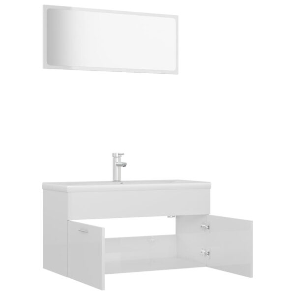 Conj. de móveis de casa de banho contraplacado branco brilhante - Image 6