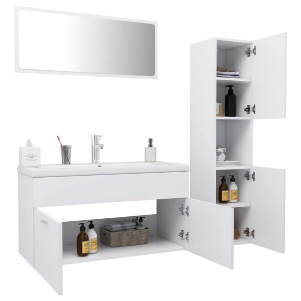 Conjunto de móveis de casa de banho madeira processada branco - Image 2