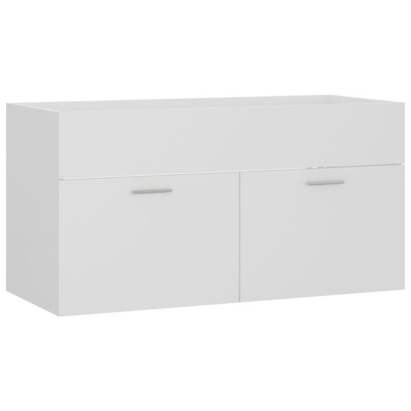 Conjunto de móveis de casa de banho madeira processada branco - Image 6