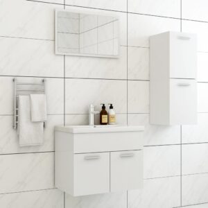 Conjunto de móveis de casa de banho contraplacado branco