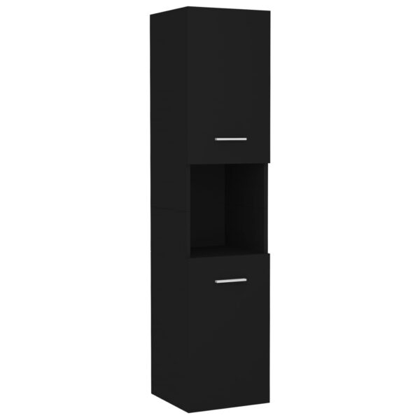 Conjunto de móveis de casa de banho derivados de madeira preto - Image 3