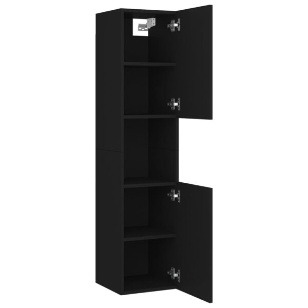Conjunto de móveis de casa de banho derivados de madeira preto - Image 4