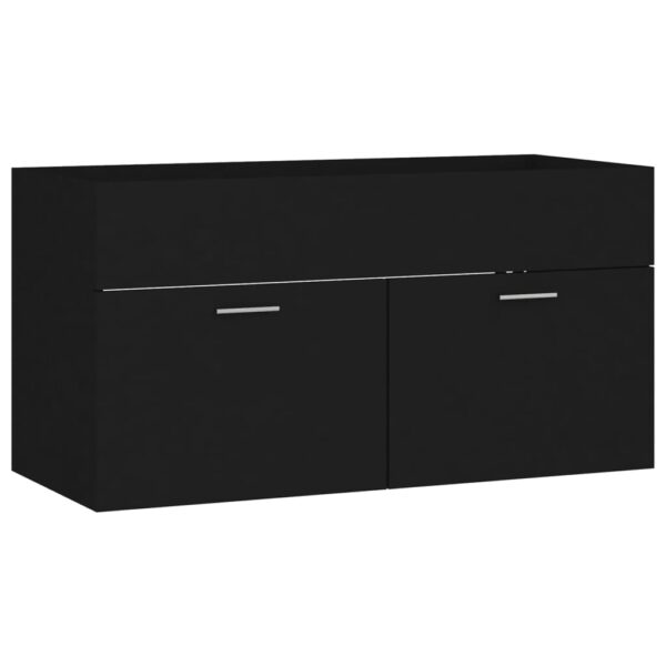 Conjunto de móveis de casa de banho derivados de madeira preto - Image 6