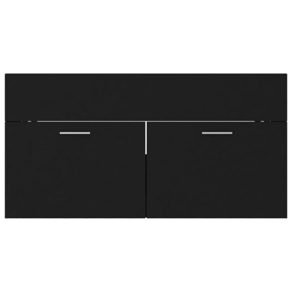 Conjunto de móveis de casa de banho derivados de madeira preto - Image 7