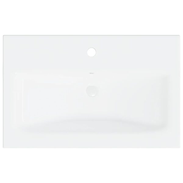 Armário de lavatório c/ lavatório embutido contraplacado branco - Image 11