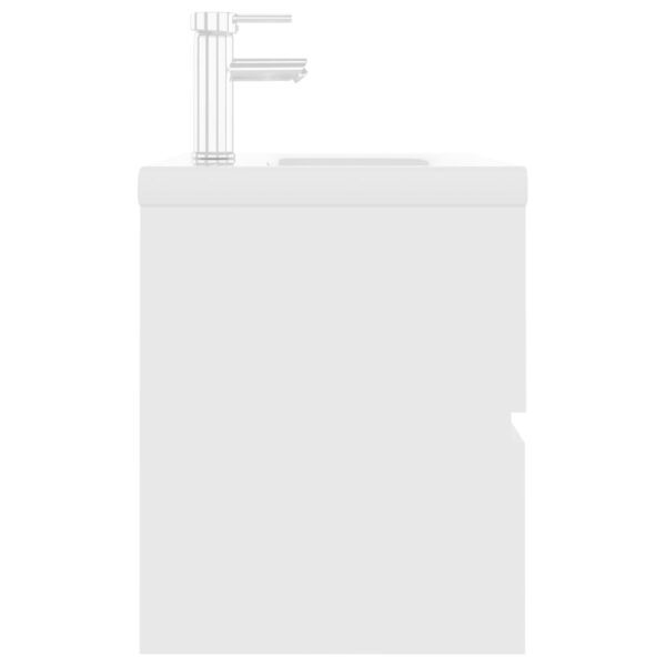 Armário de lavatório c/ lavatório embutido contraplacado branco - Image 4