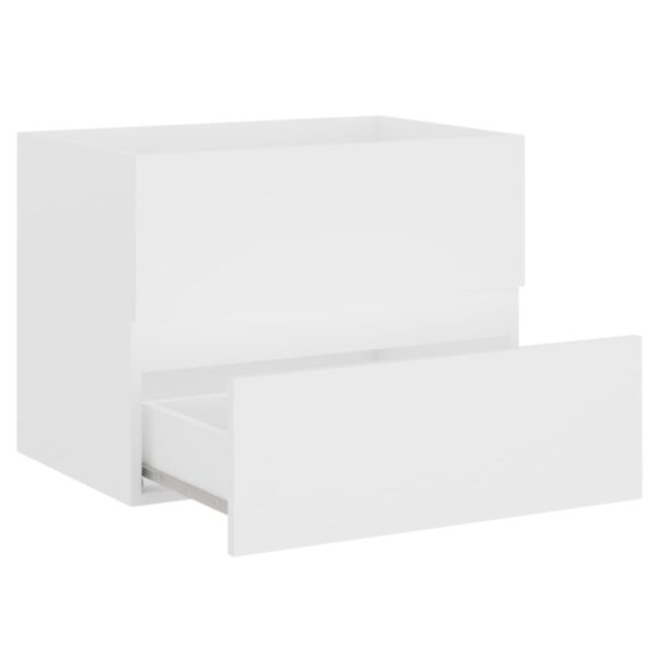 Armário de lavatório c/ lavatório embutido contraplacado branco - Image 6