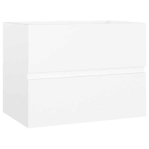 Armário de lavatório c/ lavatório embutido contraplacado branco - Image 7