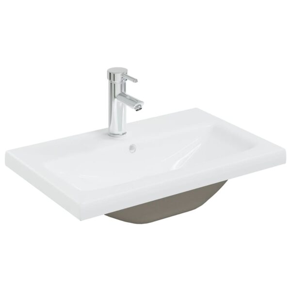 Armário de lavatório c/ lavatório embutido contraplacado branco - Image 10