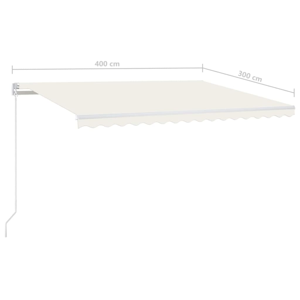 Toldo retrátil manual com LED 400x300 cm cor creme - Image 6