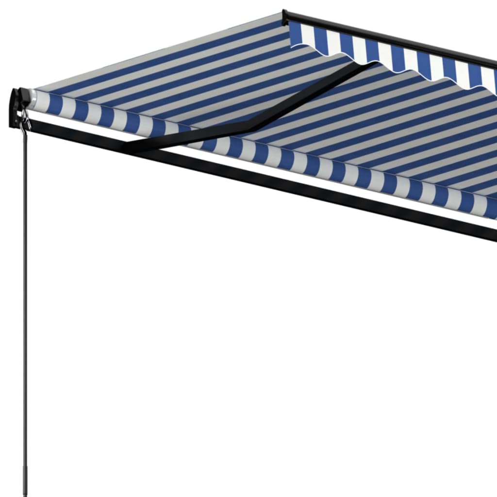 Toldo retrátil manual 400x350 cm azul e branco - Image 4