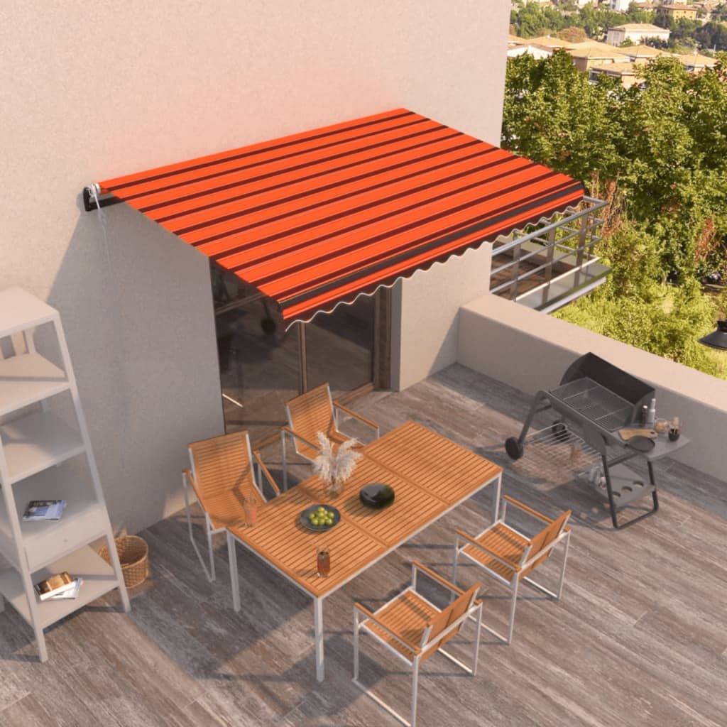 Toldo retrátil automático 400x350 cm laranja e castanho