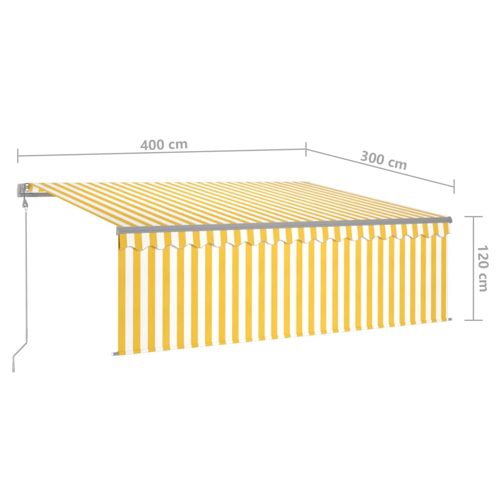 Toldo retrátil automático com estore 4x3 m amarelo e branco - Image 7