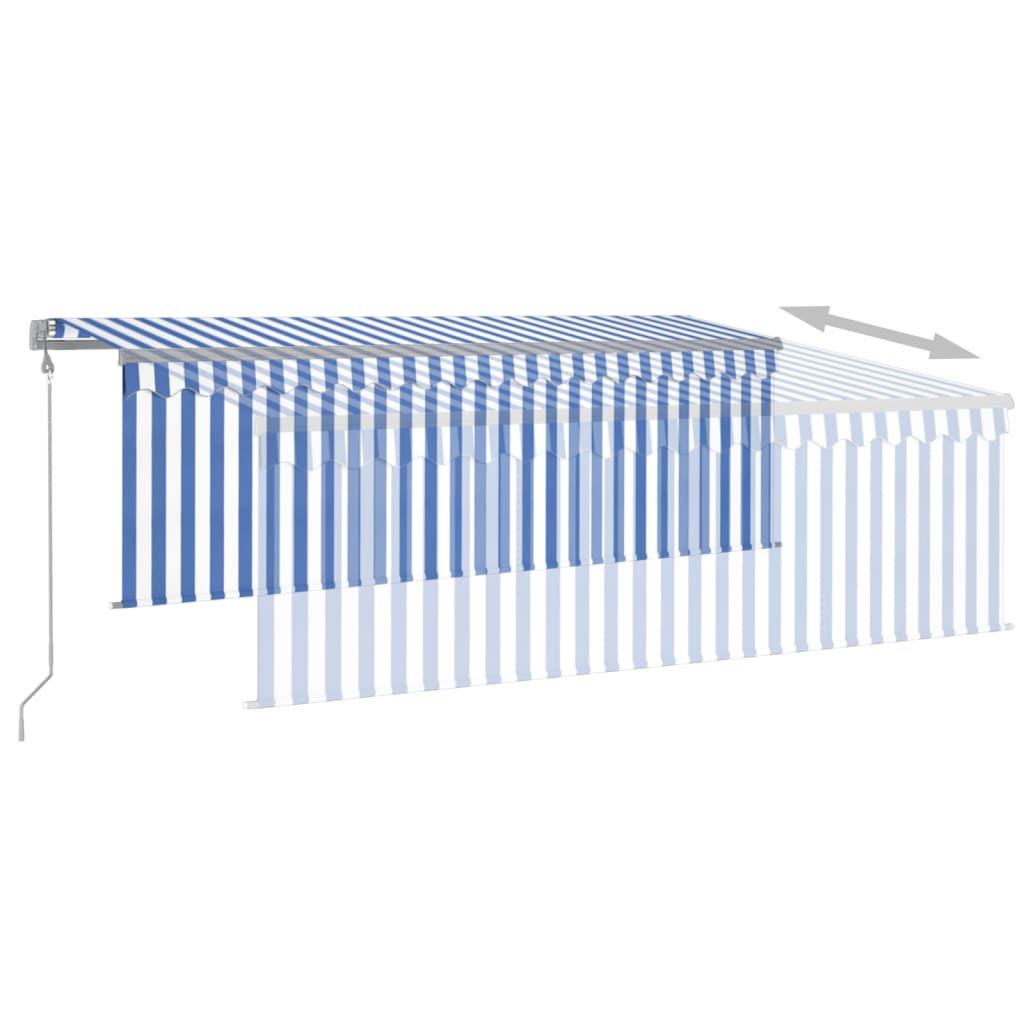 Toldo automático c/ estore/LED/sensor de vento 4x3m azul/branco - Image 3
