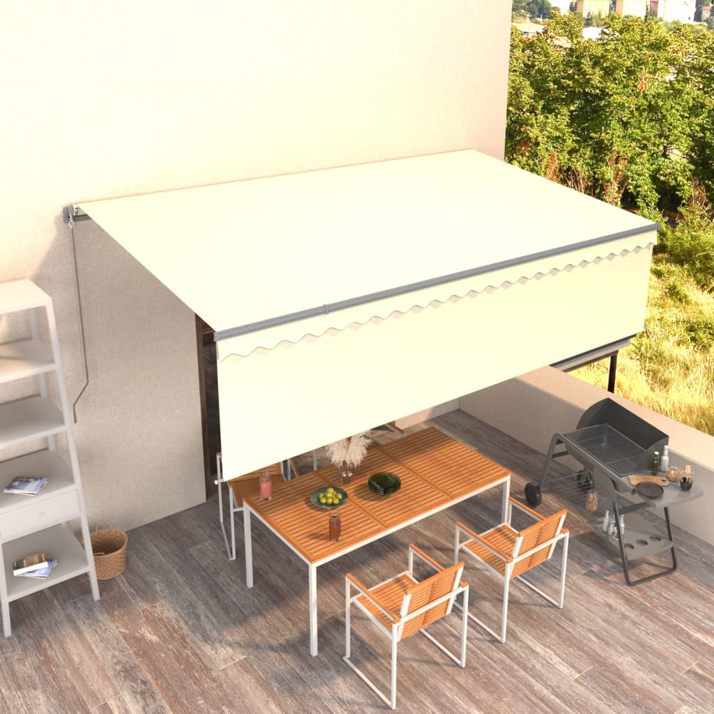 Toldo retrátil manual com estore 5x3 m cor creme
