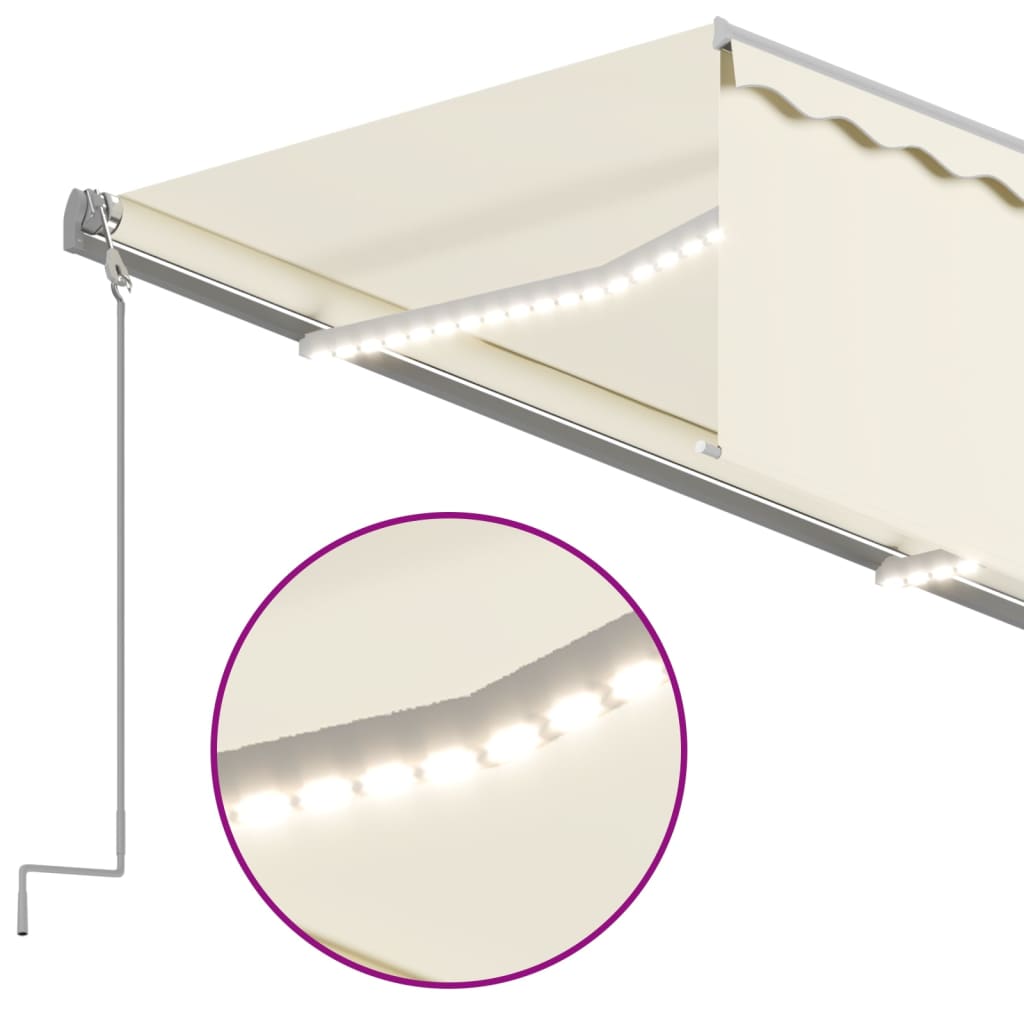 Toldo retrátil manual com estore/LED 5x3 m cor creme - Image 4