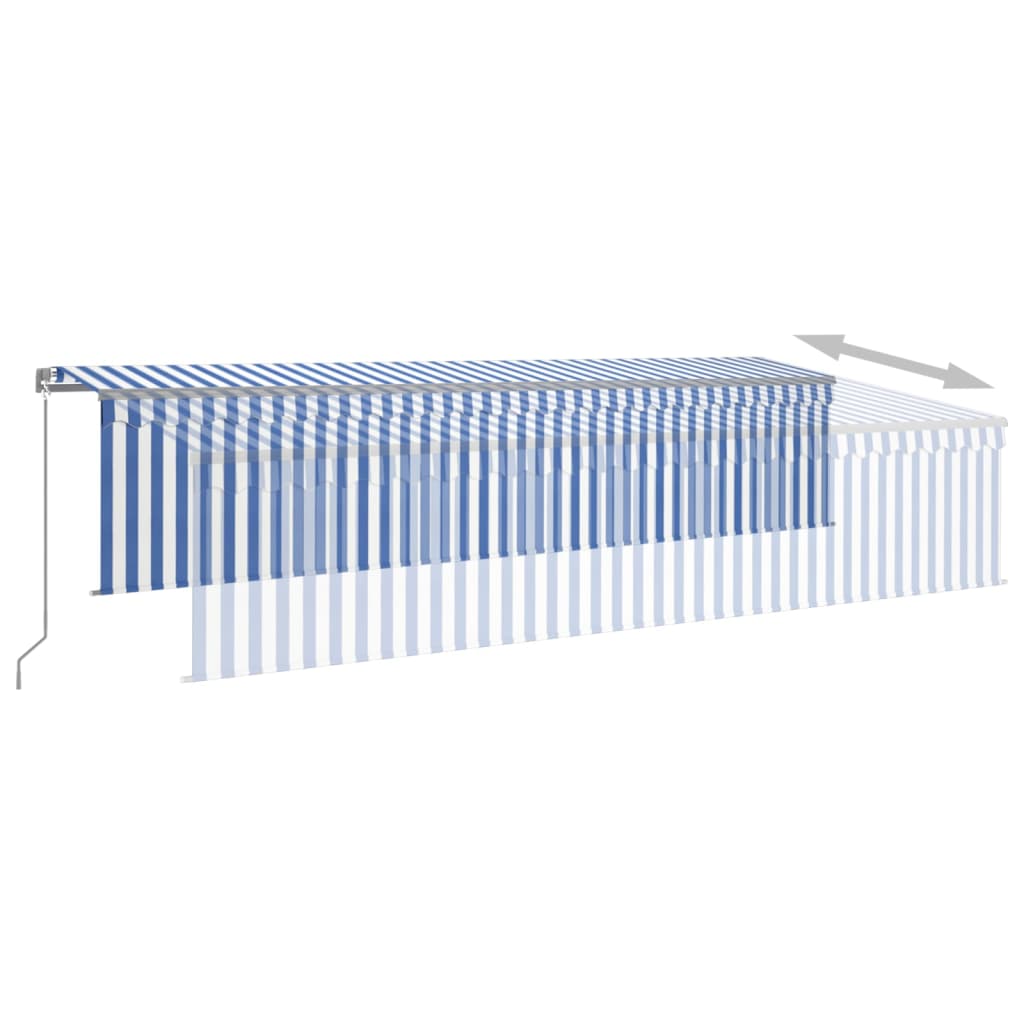 Toldo retrátil manual com estore/LED 6x3 m azul e branco - Image 3