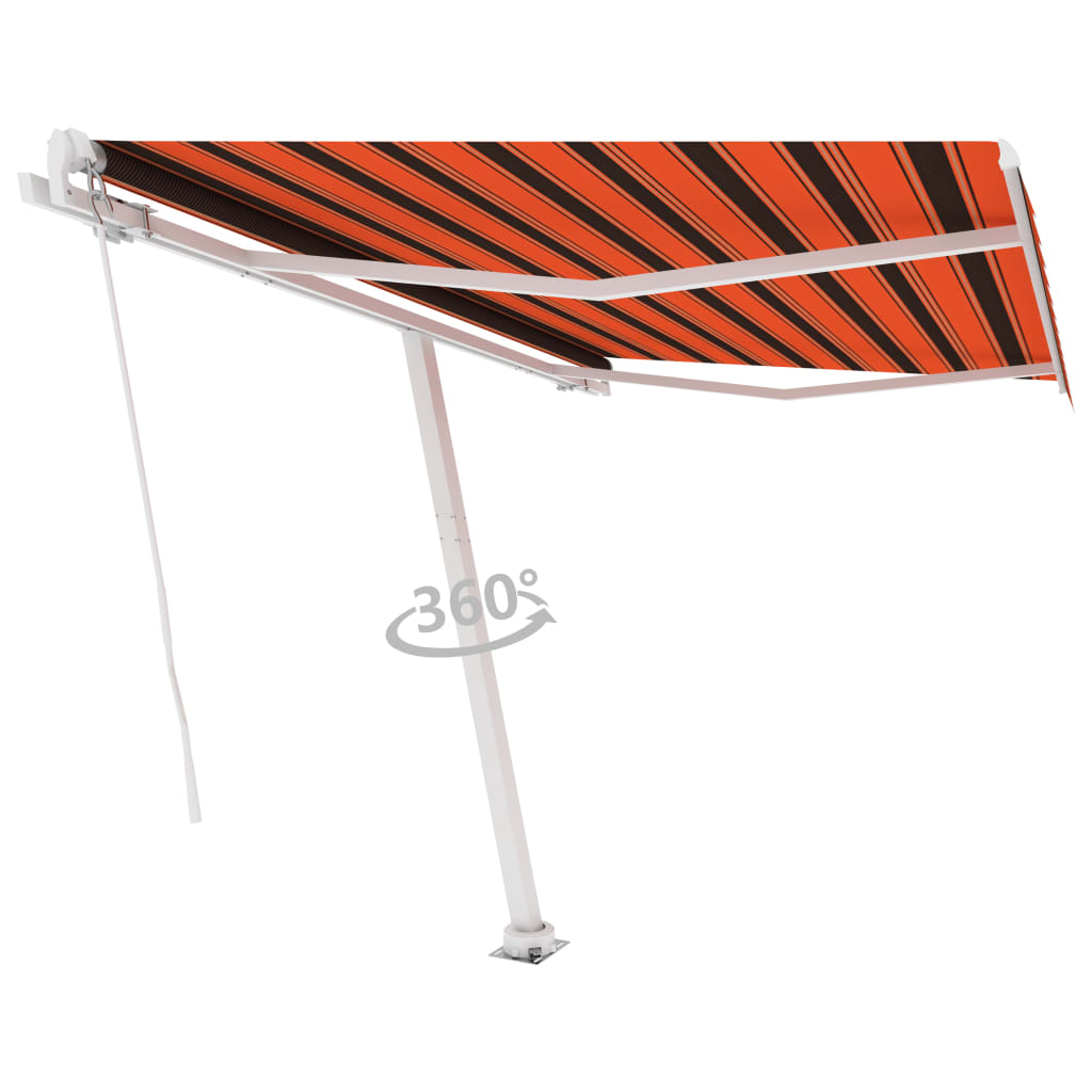 Toldo retrátil manual independente 300x250cm laranja e castanho - Image 2