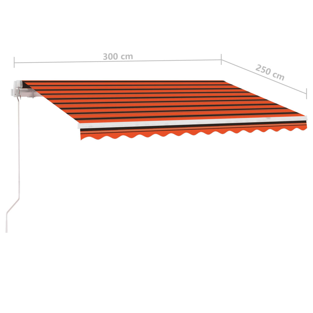 Toldo retrátil manual independente 300x250cm laranja e castanho - Image 11