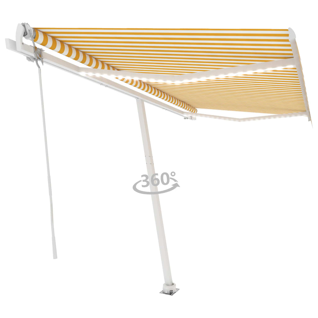 Toldo autom. LED e sensor de vento 400x300 cm amarelo/branco - Image 2