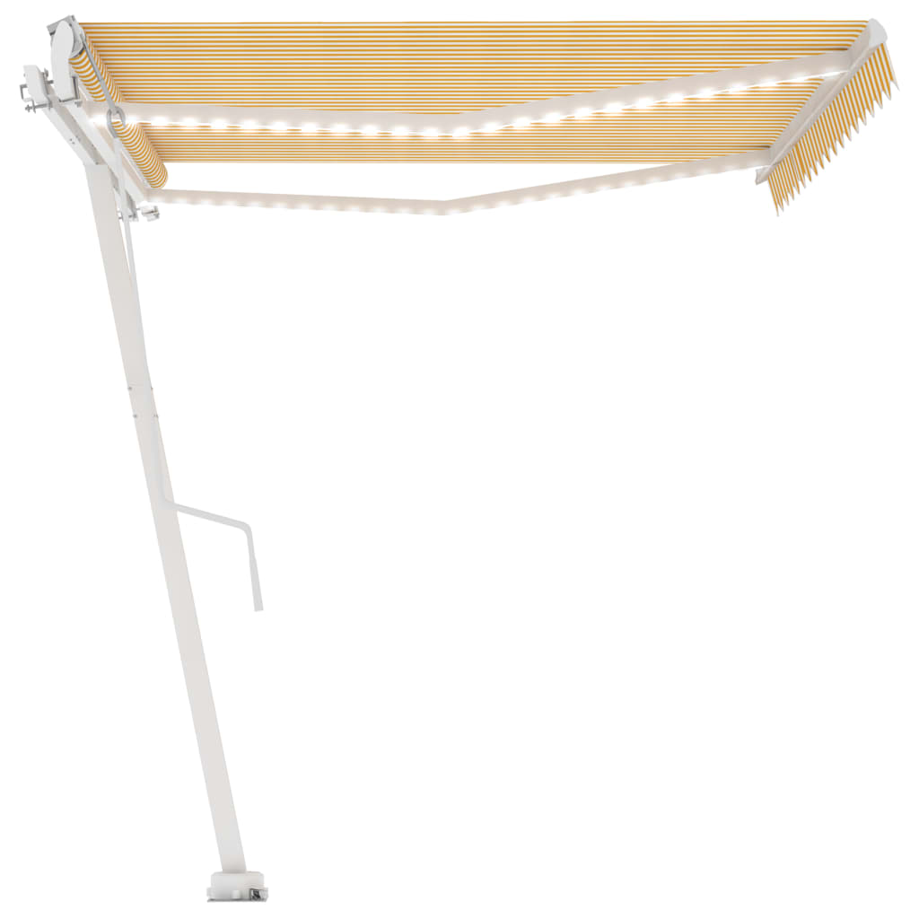 Toldo autom. LED e sensor de vento 400x300 cm amarelo/branco - Image 5