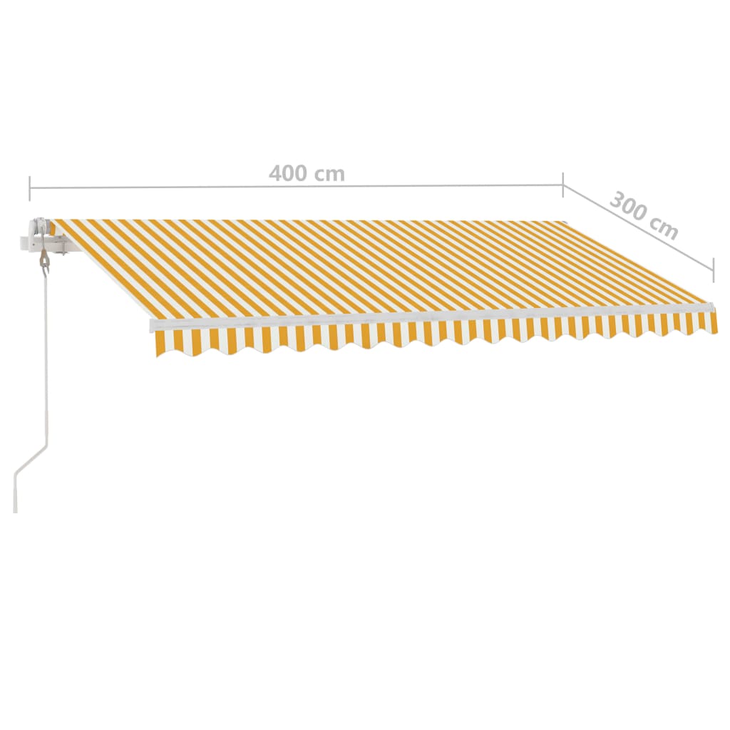 Toldo autom. LED e sensor de vento 400x300 cm amarelo/branco - Image 10