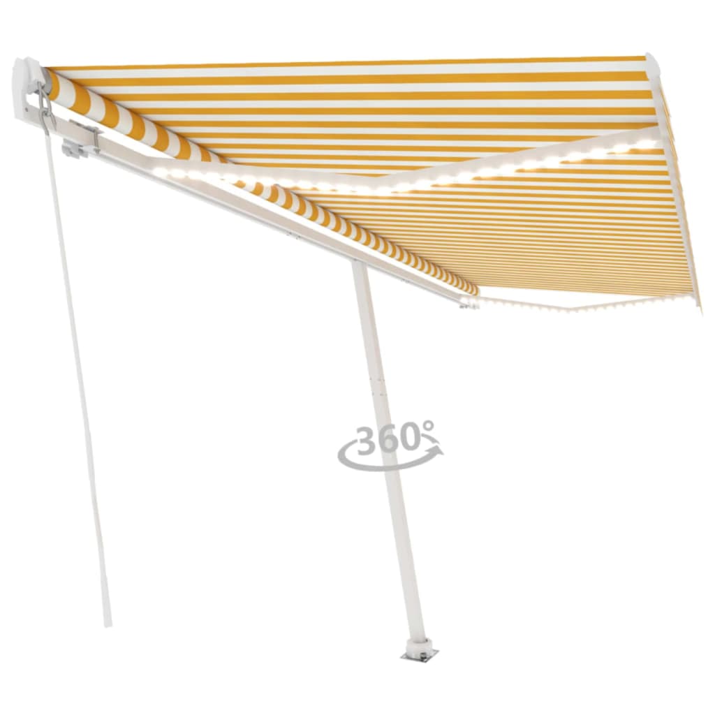 Toldo retrátil manual com LED 500x300 cm amarelo e branco - Image 2