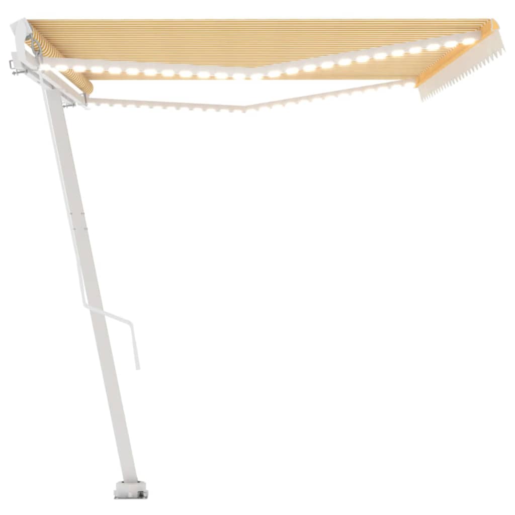 Toldo retrátil manual com LED 500x300 cm amarelo e branco - Image 5