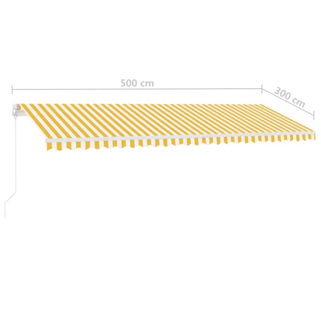 Toldo retrátil manual com LED 500x300 cm amarelo e branco - Image 10