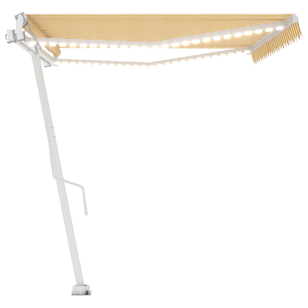 Toldo autom. LED e sensor de vento 500x300 cm amarelo/branco - Image 4