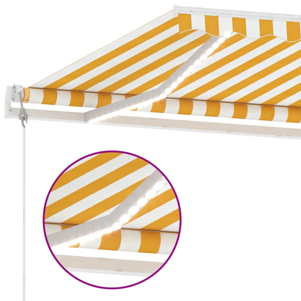 Toldo autom. LED e sensor de vento 500x300 cm amarelo/branco - Image 5