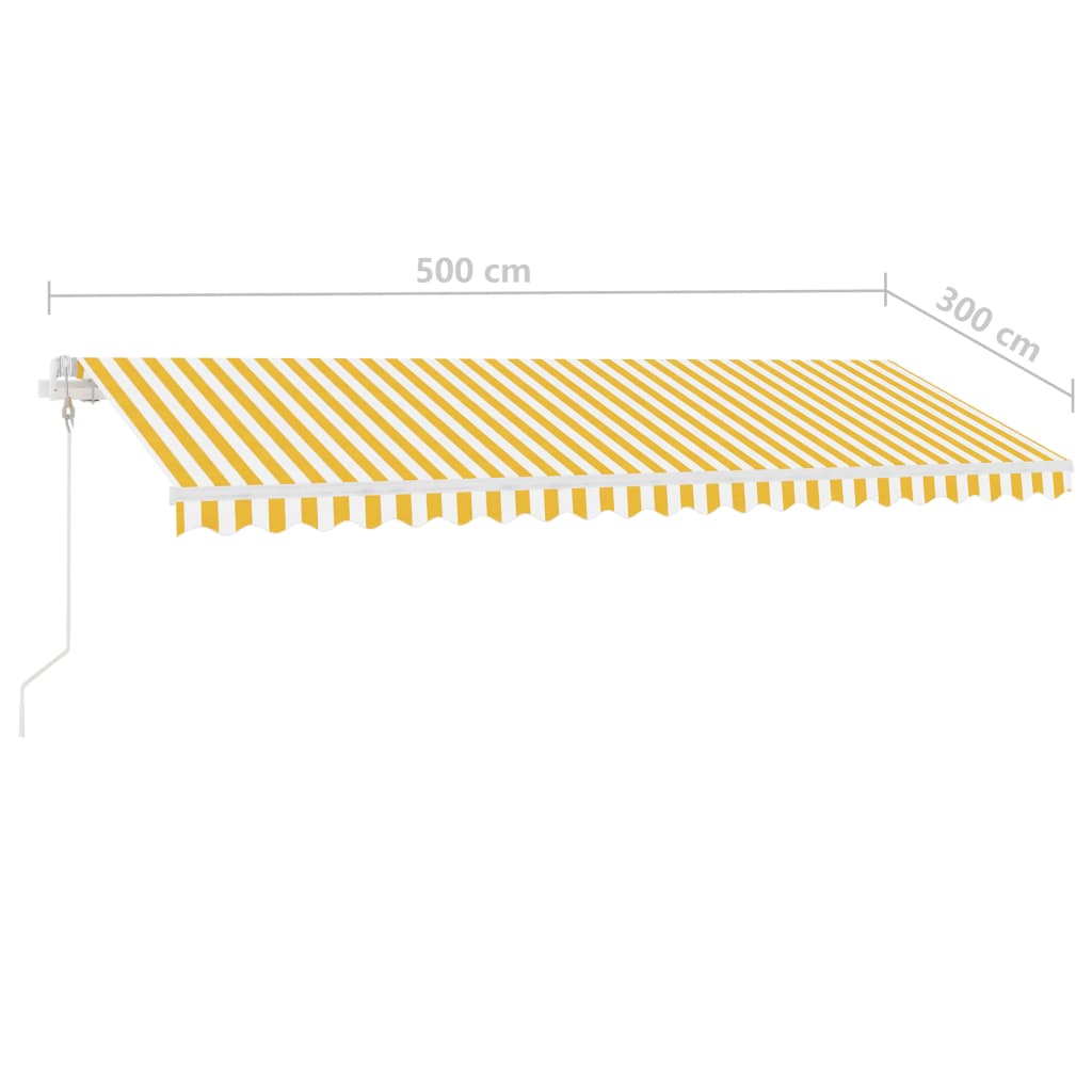 Toldo autom. LED e sensor de vento 500x300 cm amarelo/branco - Image 10