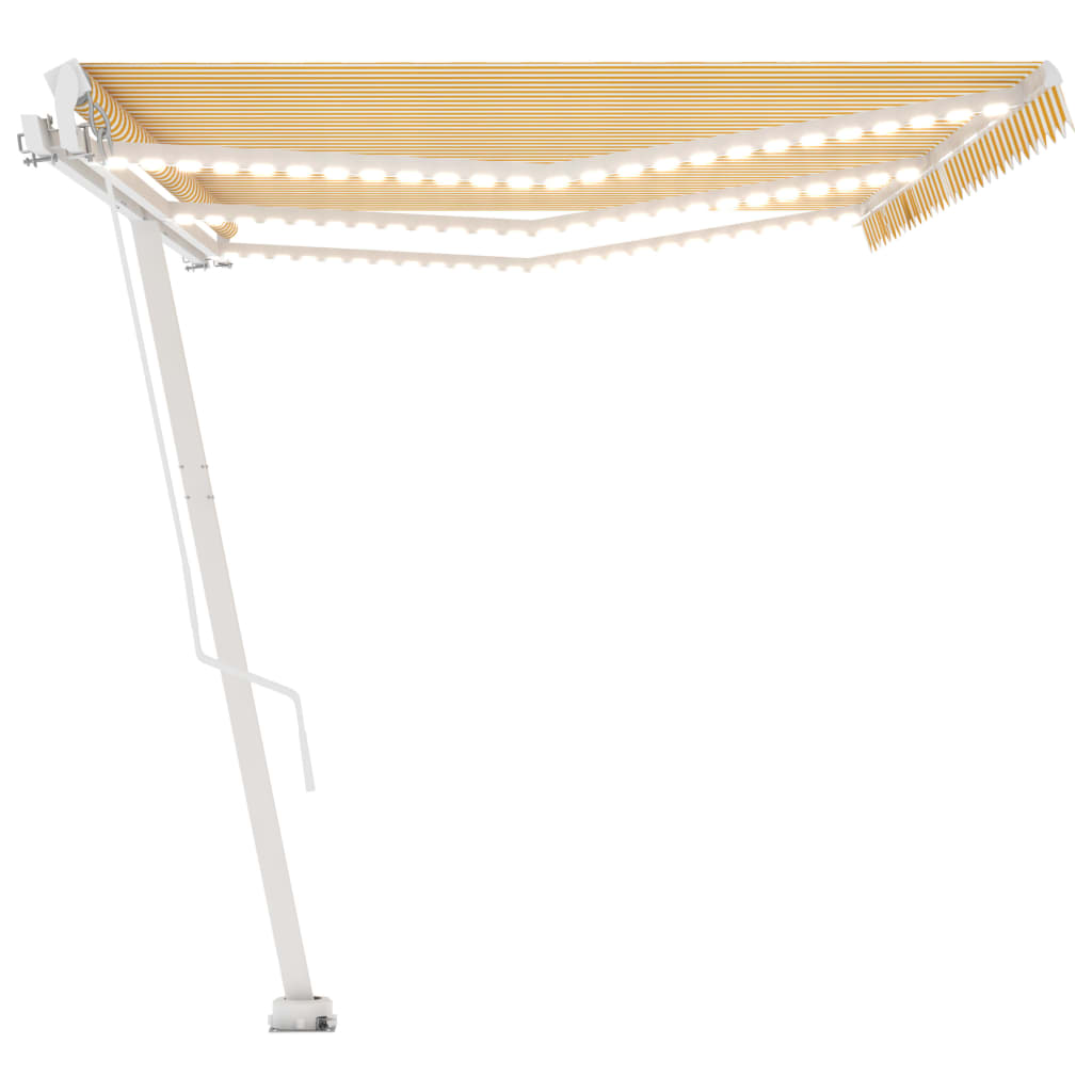Toldo retrátil manual com LED 600x350 cm amarelo e branco - Image 4