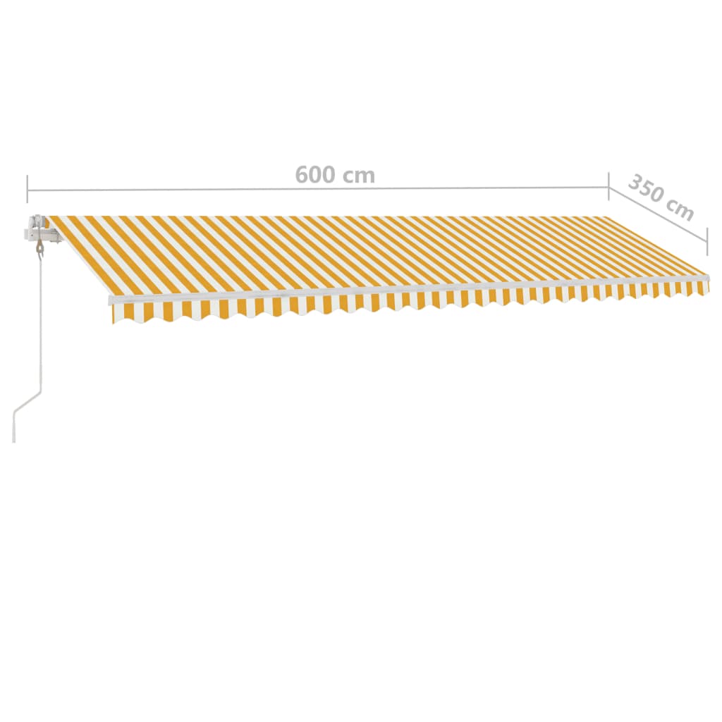 Toldo retrátil manual com LED 600x350 cm amarelo e branco - Image 10