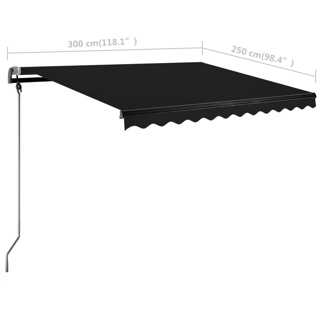 Toldo retrátil manual com LED 300x250 cm antracite - Image 12