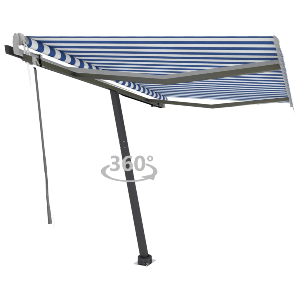 Toldo automático independente 300x250 cm azul e branco