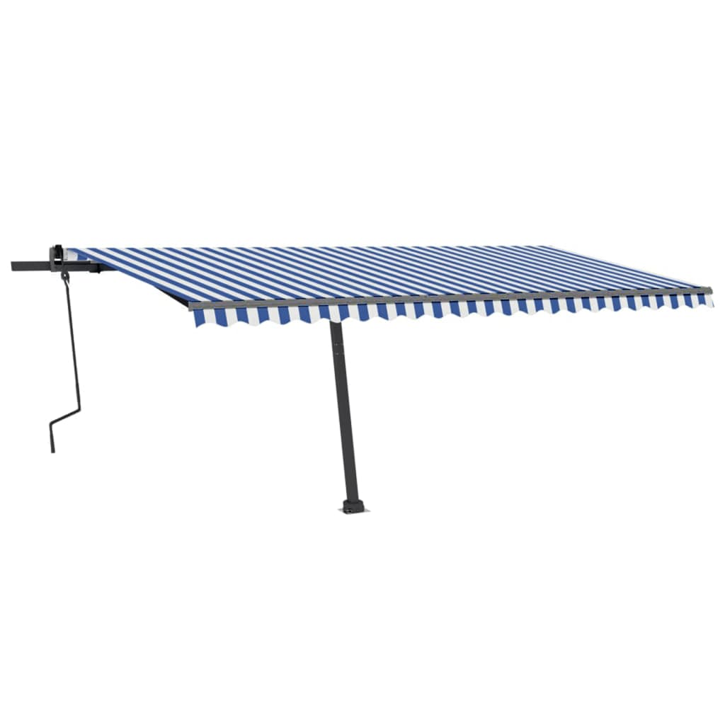 Toldo retrátil manual com LED 500x300 cm azul e branco - Image 3