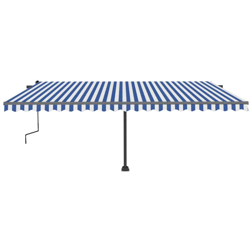 Toldo retrátil manual com LED 500x300 cm azul e branco - Image 4